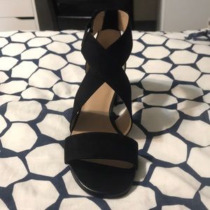 black criss cross heels